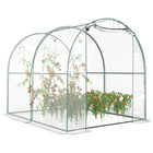 Outsunny Dome Tunnel Greenhouse with Roll Up Door - 6.6' x 8.2' x 6.6' - High quality Steel tube and PVC cloth in strong construction, sturdy and durable  