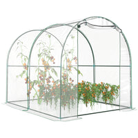 Outsunny Dome Tunnel Greenhouse with Roll Up Door - 6.6' x 8.2' x 6.6' - High quality Steel tube and PVC cloth in strong construction, sturdy and durable  