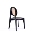 Manhattan Comfort Versailles 18.5" Industry Chic Round Back Dining Chair - Black and Natural Cane - Set of 2-Unique Round Backrest Made of Cane
