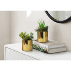 Monarch Specialties 7" Artificial Indoor Succulent Green Plants - Table - Glossy Gold Pots - Set of 2-Realistic faux succulents that require no maintenance, no watering, or special light conditions to place anywhere that needs a pop of greenery