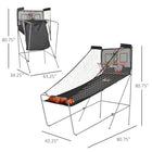 HOMCOM Double Shots Arcade Basketball System Foldable Two Player Basketball-Made of powder coated steel frame, high density oxford fabric and solid MDF panel 