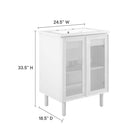 Modway Calla 24" Perforated Metal Bathroom Vanity - White-Wood Grain Laminate