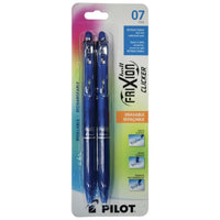 Pilot Frixion Clicker Erasable Gel Ink Pens Roller Ball Point Retractable Refillable - 0.7mm - Blue - 2 Pack-Erasable roller ball pen