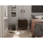 Manhattan Comfort Rockefeller 20.08" Mid-Century Modern 2-Drawer Nightstand - Brown-Choose Your Handle Design When the Product is at Your Home! Option for Cut-Out Edge Handle, or Flush Design Look