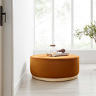 Modway Tilden Large 38" Round Performance Velvet Upholstered Ottoman - Rust/Natural-Dense Foam Padding