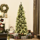 HOMCOM 6' Pre-Lit Snow-Flocked Artificial Christmas Tree with Pine Cones and Berries - Green-Warm white 300 LED lighting built right into the tree for a dazzling display 