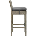 Modway Conduit Outdoor Patio Wicker Rattan Bar Stool - Light Gray Charcoal - Set of 2-Synthetic PE Rattan Weave