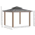 Outsunny 10 ft W x 10 ft L Double Roof Hardtop Gazebo with Nettings Curtains - Khaki-Double-vented roof helps circulate air