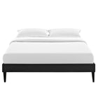 Modway Sharon Vinyl Full Bed Frame with Squared Tapered Legs - Black-Center Rail with Support Two Legs