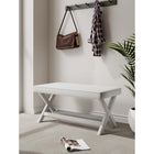 Manhattan Comfort Abigail 42.12" Mid-Century Modern Velvet Upholstered Ottoman Bench - Cream-Solid Wood Frame for Durability and Functionality