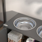 PawHut Elevated Dog Bowl Feeding Station with Stand - Grey-Spacious hidden storage 