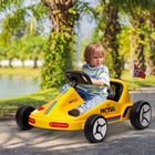 Qaba 6V 7AH Electric Battery Powerd Kids Go Kart - Yellow-Interactive horn and music with lights enhance fun experiences 