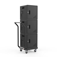 Luxor 30-Device Modular 3 Cabinet AC Charging Cart with Dolly-Each modular cabinet holds up to 10 laptops or tablets with up to 13” screens