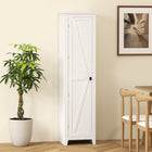 HOMCOM 67" H Kitchen Pantry Cabinet with Barn Door - White-Anti-tipping design enhances safety 