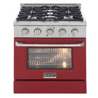 Kucht 30" KNG Series Pro Style Propane Gas Range - Stainless Steel/Red-This 4-burner gas range includes two 15,000 BTU burners and two 9,000 BTU burners