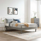 Modway Billie Wood Queen Platform Bed Frame - Grey-Interchangeable Headboard Options