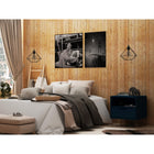 Manhattan Comfort Rockefeller 20.08" Mid-Century Modern 1-Drawer Nightstand - Tatiana Midnight Blue-Choose Your Handle Design When the Product is at Your Home! Option for Cut-Out Edge Handle, or Flush Design Look