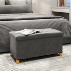HOMCOM Velvet Upholstered Foldable Ottoman Footrest - Grey-Colour: Grey