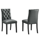Modway Duchess Vinyl Dining Chair - Grey - 2 Pack-Dense Foam Padding for Comfort