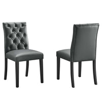 Modway Duchess Vinyl Dining Chair - Grey - 2 Pack-Dense Foam Padding for Comfort