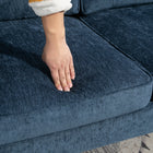 HOMCOM L-Shape Sofa with Right Chaise Lounge and Rubber Wooden Legs - Navy Blue-Felt foot pads protect floors from scratches