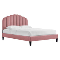 Modway Daisy Performance Velvet Twin Platform Bed - Dusty Rose-Vintage Modern Twin Bed