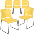 Flash Furniture HERCULES Series Full Back Contoured Stack Chair with Grey Powder Coated Sled Base - Yellow-Set of 5 Multipurpose Stack Chairs