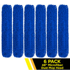 Gritt Commercial Microfiber Looped Dust Mop Pad Head - 48" x 5" - Blue - 6 Pack-Easily launderable for increased longevity