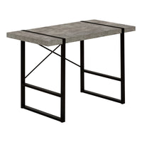 Monarch Specialties 7661 48" Computer Desk - Grey Concrete-Look/Black Metal-Industrial-inspired computer desk with a thick-panel desktop in a grey concrete-look finish