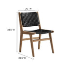 Modway - Saoirse Cuir Fauteuil d’accompagnement en bois Ensemble de 2 - Noir noyer-Conception ergonomique
