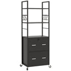 Vinsetto Vertical Filing Cabinet with Wheels - Black-Three open shelves are used to store and display