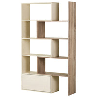 HOMCOM Corner Bookcase, Space Saving Room Divider for Home Office - Oak-Made of durable particle board with treated surface, this shelf is built to last and is sturdy enough to hold up to 220 lb
