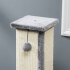 PawHut 32" Cat Scratching Post with Sisal Teasing Ball - Grey-Materials: Particleboard, Plush, Sisal 