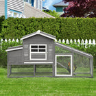 PawHut 79" Wooden Chicken Coop, Outdoor Hen House Grey-The window on the cage allows easy observation
