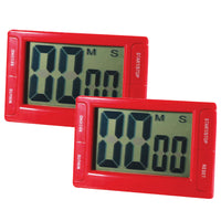 Ashley Productions Big Red Digital Timer 3.75" x 2.5" with Magnetic Backing and Stand - 2 Pack-99 minute, 59 second up/ down, w/alarm