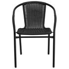 Flash Furniture Black Rattan Indoor-Outdoor Restaurant Stack Chair-Black Powder Coated Frame Finish