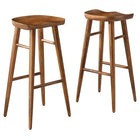 Modway Saville Backless Wood Bar Stools - Walnut - Set of 2-Solid Mango Wood Bar Stools