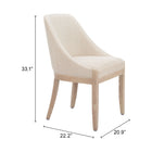 Zuo Calmo Dining Chair - Beige-3 year limited warranty