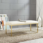 Modway Anticipate Fabric Bench - Gold/Ivory-Velvet Polyester Upholstery