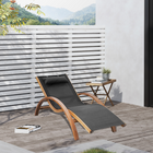 Outsunny Outdoor Lounge Chair - Garden Sun Lounger with Headrest - Black-Solid steel frame and durable 450g/㎡ texilene in a fashionable craftsmanship