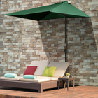 Outsunny Half Patio Umbrella with 5 Ribs - 8' - Green-Superior Strength and durability with powder coated metal frame