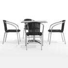 Flash Furniture 31.5'' Square Aluminum Indoor-Outdoor Table with 4 Black Rattan Chairs (TLH-ALUM-32SQ-020BKCHR4-GG)-ANSI BIFMA Certified