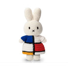 Just Dutch Miffy Handmade Bunny Plush Toy - Piet Mondrian Inspired Doll-Charming handmade plush toy features the iconic Miffy character in a beautifully hand-crocheted outfit