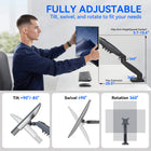 ShoppingAll Single VESA Monitor Mount with Fully Adjustable Gas Spring Arm and Office Desk Clamp - Black-Quick 3-Minute Installation: Features a simplified 1-piece arm structure and a fast-insert VESA plate for easy setup - no extra tools or hassle required