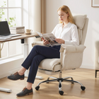HOMCOM Executive Reclining Office Chair with Footrest and Headrest - Cream White-Quick 10-minute assembly saves time, effortlessly delivering immediate comfort