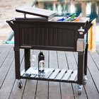 Permasteel 80 Quart Furniture Style Patio Cooler - Black -Powder Coated Steel Construction