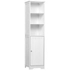 Kleankin Tall Narrow Bathroom Storage Cabinet - White-3-tier open shelves and a door cabinet for ample storage