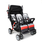 Gaggle Compass Quad 4-Passenger Stroller - Red-Adjustable five-point harness has three height positions to accommodate different sized children weighing up to 40 pounds each