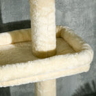 PawHut 91 - 102" Floor-To-Ceiling Cat Tree with Scratching Post and House - Bed-An anti-tipping device is included for safety 