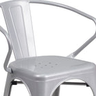 Flash Furniture Silver Metal Indoor-Outdoor Chair with Arms-Integrated Arms